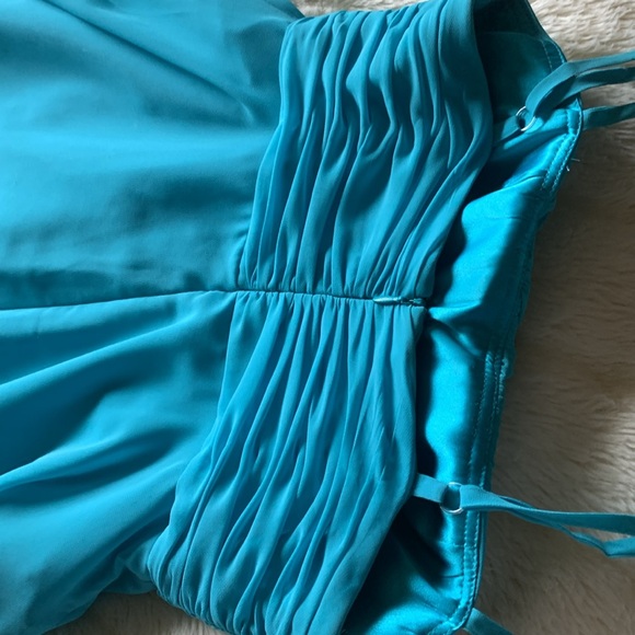 Evan picone turquoise sheer chiffon babydoll swing mini dress S - Picture 3 of 16